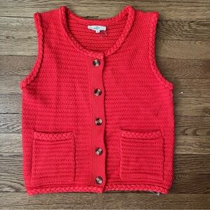 Women's Red Knit Button-Down Vest